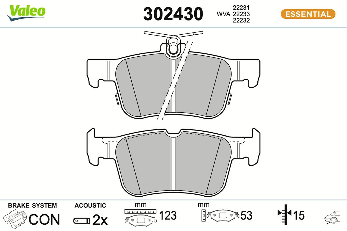 Jeu de 4 plaquettes de frein VALEO ref. 302430